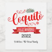 Coquito Rotes Banner mit Feliz Navidad Flascheneti Weinetikett (Einzelnes Label)