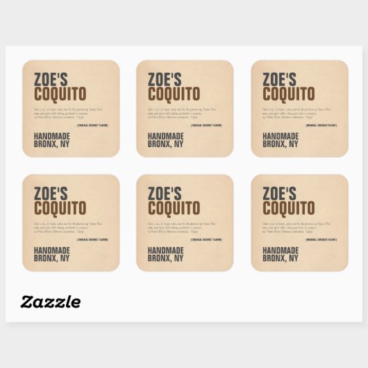 Coquito Rustic Modern Quadratischer Aufkleber (Blatt)