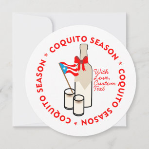 Coquito-Saison Benutzerdefinierter Text Kreis Feiertagskarte