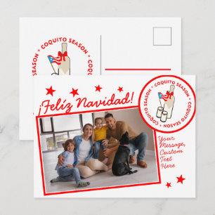 Coquito-Saison-Flasche mit individuellem Foto und Feiertagspostkarte
