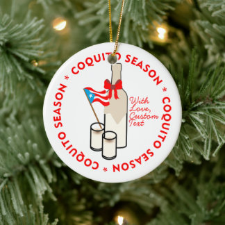 Coquito Season Bottle Puerto Rico Custom Text Keramik Ornament