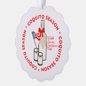 Coquito Season Custom Photo Text Ornament Karte (Links)