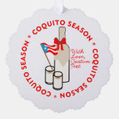 Coquito Season Custom Photo Text Ornament Karte (Vorderseite)