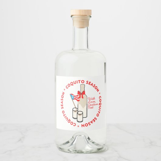 Coquito Season Liquor Bottle Labels Custom Text Alkoholflaschenetikett (Vorderseite)