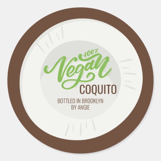 Coquito Vegan Coconut Getränke Runder Aufkleber (Vorderseite)