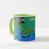 CORA ~ GLOSSY 3D Zany Blue Green Lila Tasse (Vorderseite Links)