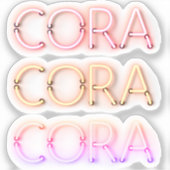 Cora Name in leuchtenden Neonleuchten Aufkleber (Vorderseite)