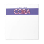 Cora Name in leuchtenden Neonleuchten Notizblock (Vorderseite)