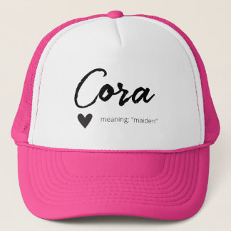 Cora Name Reveal Bedeutung Minimal Moderner Schwar Truckerkappe