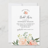 CORA Peach floral Brautparty Einladung (Vorderseite)