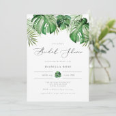 CORA-Tropical Beach Palm Leaf Brautparty Einladung (Stehend Vorderseite)