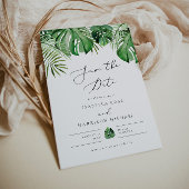 CORA Tropical Beach Palm Leaf Save the Date Einladung