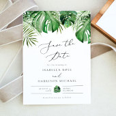 CORA Tropical Beach Palm Leaf Save the Date Einladung