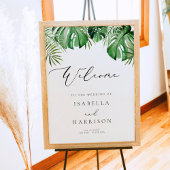 CORA | Tropical Beach Palm Leaf Wedding Willkommen Poster