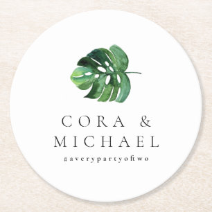 CORA Tropical Beach Palmwedding auf Reisen Runder Pappuntersetzer