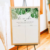 CORA Tropical Gender Reveal Guess Voting Sign Poster
