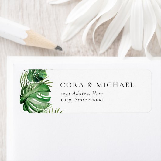 CORA Tropical Watercolor Palm Beach Rücksendeadres (Insitu)