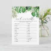 CORA Tropical Word Scramble Baby Duschkarte Einladung (Stehend Vorderseite)