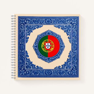 Coração Luso: Tagebuch mit Azulejo und Flagge Notizblock