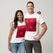 Coração Vermelho com LOVE em Estilo Brilhante e Ro T-Shirt (Unisex)