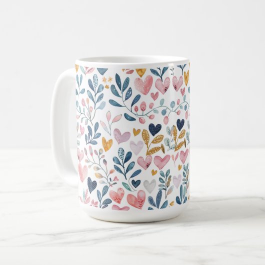 Corações em aquarela kaffeetasse (Vorderseite Links)