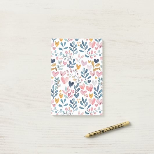 Corações em Aquarela Post-it Klebezettel (Auf Schreibtisch)