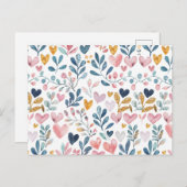 Corações em Aquarela Postkarte (Vorne/Hinten)