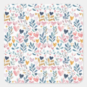 Corações em aquarela quadratischer aufkleber (Vorderseite)