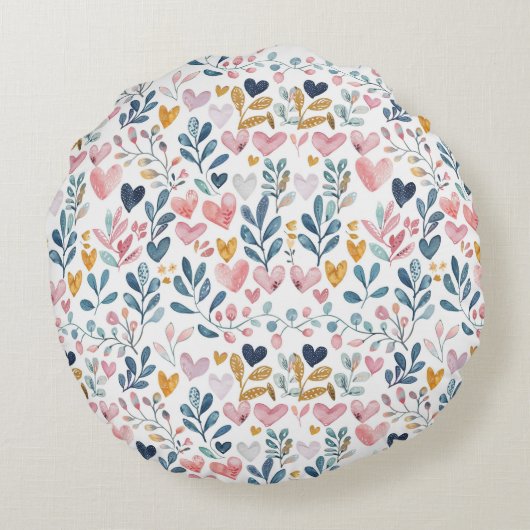 Corações em aquarela rundes kissen (Rückseite)