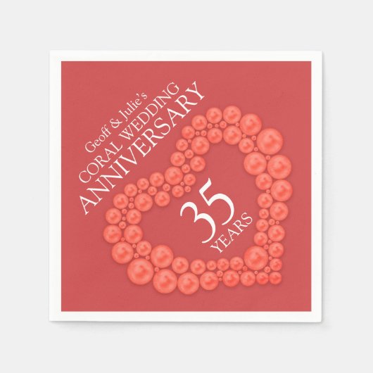Coral 35. Hochzeit Geburtshaus Servietten (Vorderseite)