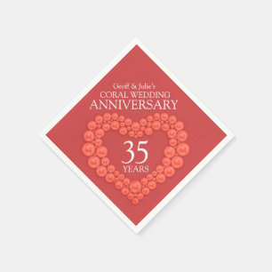 Coral 35. Hochzeit Geburtshaus Servietten