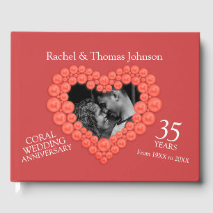 Coral 35. Hochzeitstag Foto Herz Gästebuch