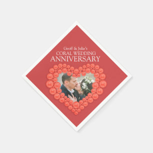 Coral 35. Wedding Anniversary Herz Foto Servietten