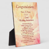 Coral 35th Wedding Anniversary Fotoplatte (Seite)