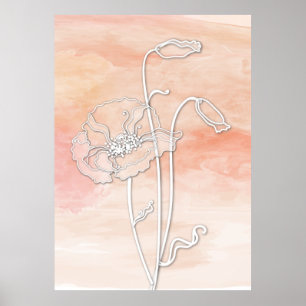 Coral Abstrakt Watercolor und Pflaumen 2 Poster