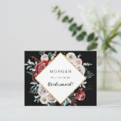 Coral Almond Floral werden Sie meine Bridesmaid Postkarte (Stehend Vorderseite)