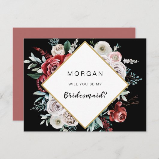 Coral Almond Floral werden Sie meine Bridesmaid Postkarte (Vorne/Hinten)
