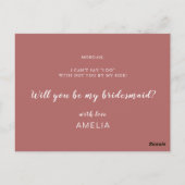 Coral Almond Floral werden Sie meine Bridesmaid Postkarte (Rückseite)