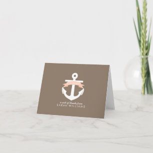 Coral Anchor Nautical Baby Dusche Dankeskarte