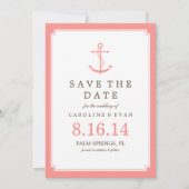 Coral Anchor Wedding Save the Date (Vorderseite)