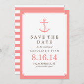 Coral Anchor Wedding Save the Date (Vorne/Hinten)