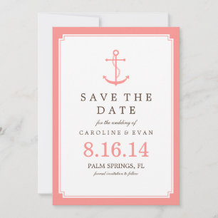 Coral Anchor Wedding Save the Date