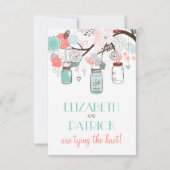 Coral and Blue Mason Jars Floral RSVP Card (Rückseite)
