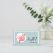 Coral and Blue Woman Silhouette Business Card Visitenkarte (Stehend Vorderseite)