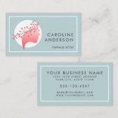 Coral and Blue Woman Silhouette Business Card Visitenkarte (Vorne/Hinten)