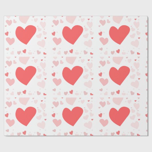 Coral and Blush scattered hearts  Geschenkpapier (Flach)