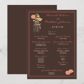 Coral and Brown Mason Jar Wedding Program Programm (Vorne/Hinten)