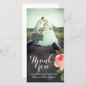 Coral and Chalkboard Vielen Dank Foto Card (4x8) Dankeskarte (Vorne/Hinten)