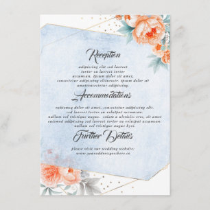 Coral and Dusty Blue Wedding Information Guest Begleitkarte