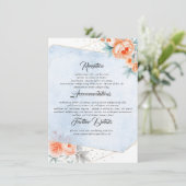 Coral and Dusty Blue Wedding Information Guest Begleitkarte (Stehend Vorderseite)